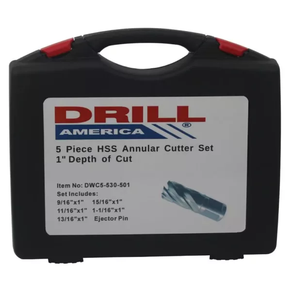 Drill America Annular Cutter Set with 1 in. D Cut (5-Piece)