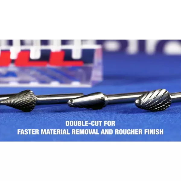 Drill America 1/8 in. x 1/2 in. Cylindrical Solid Carbide Burr Rotary File Bit with 1/4 in. Shank
