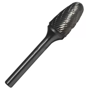 Drill America 1/2 in. x 3/4 in. Tree Radius End Solid Carbide Burr Rotary File Bit with 1/4 in. Shank