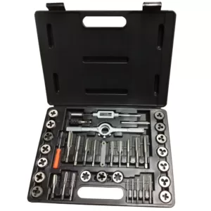 Drill America #4 - 1/2 in. Round Dies Carbon Steel NC and NF Tap and Die Set (40-Piece)