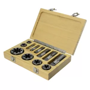 Drill America 1/8 in., 1/4 in., 3/8 in., 1/2 in., 3/4 in. and 1 in. Carbon Steel NPT Pipe Tap and Die Set (12-Piece)