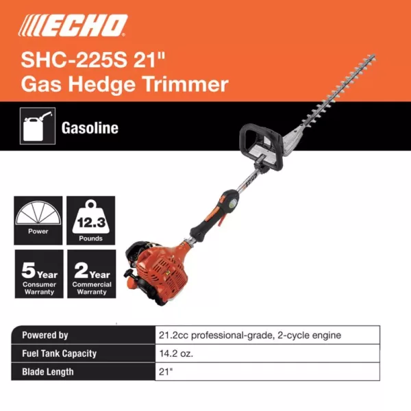 ECHO 21 in. 21.2 cc Gas 2-Stroke Cycle Hedge Trimmer