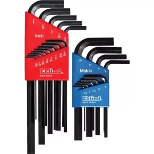 Eklind Combination Hex-L Key Set Sizes 0.050 in. to 3/8 in. and 1.5 mm to 10 mm (22-Piece)