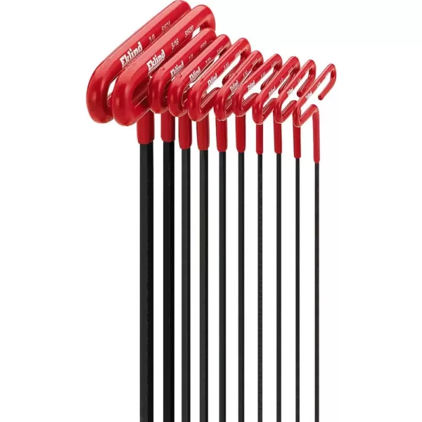 Eklind 6 in. Series Cushion Grip Hex T-Key Set with Pouch Sizes 3/32 in. to 3/8 in. (10-Piece)
