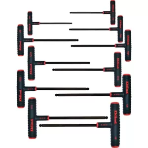 Eklind 9 in. Series Power-T T-Handle Ball-Hex Key Set with Pouch Sizes 5/64 in. to 3/8 in. (11-Piece)
