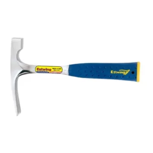 Estwing 16 oz. Solid Steel Bricklayer with Blue Vinyl Shock Reduction Grip and Patented End Cap