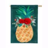 Evergreen 28 in. x 44 in. Holiday Pineapple House Burlap Flag