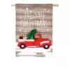 Evergreen 28 in. x 44 in. Vintage Christmas Truck House Linen Flag