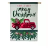 Evergreen 28 in. x 44 in. Holiday Red Truck House Linen Flag
