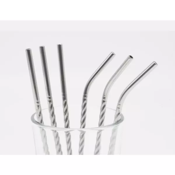ExcelSteel 14 Pc Reusable Swirl Mini Straw Set W/ Cleaning Brushes