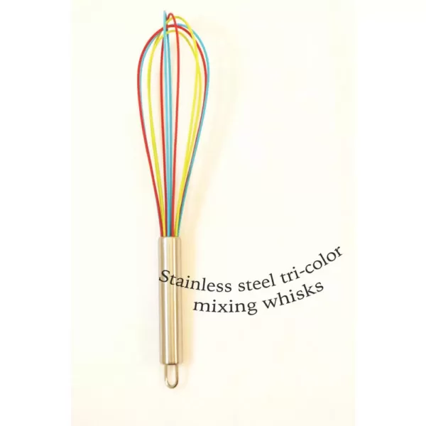 ExcelSteel 8 in. and 10 in. Stainless Steel Tri-Color Whisk with Silicone (Set of 2)