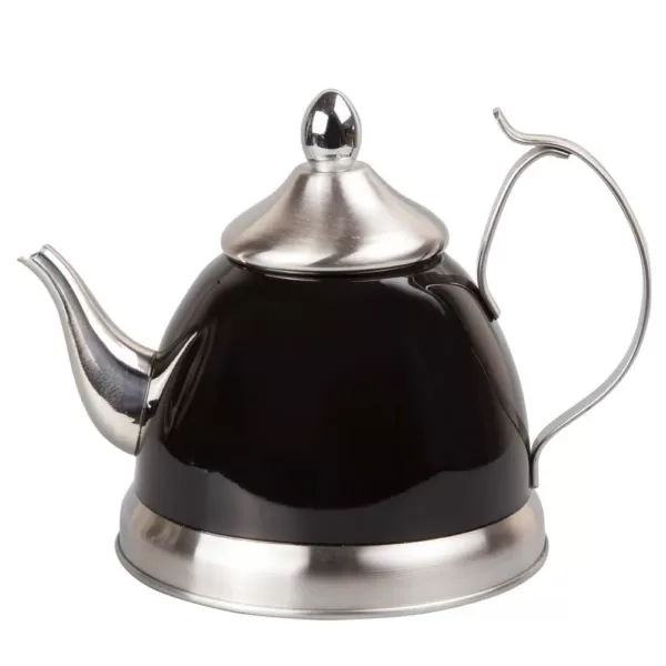Creative Home Nobili-Tea 1.0 Qt. Stainless Steel Tea Kettle with Removable Infuser Basket in Filter Black