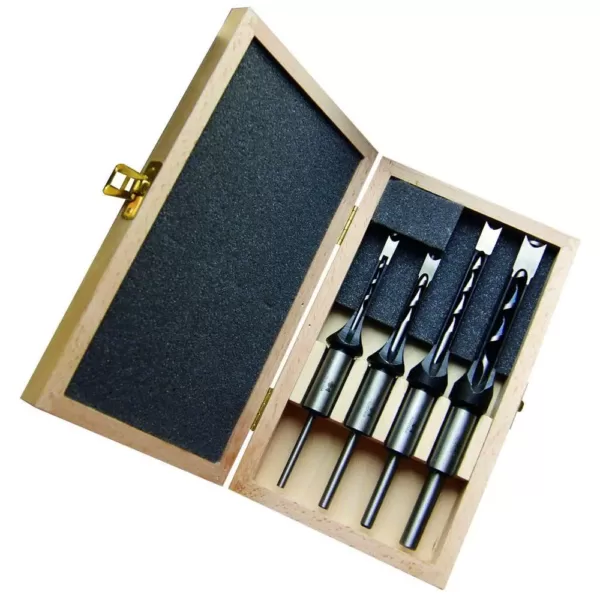 Fisch High Speed Steel Mortise Chisel and Bit Set in Wooden Box (4-Piece)