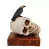 Flora Bunda 6.5 in. x 8 in. Halloween Decor Polyresin Black Crow and Skull with Book