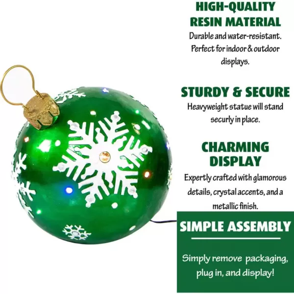 Fraser Hill Farm 1.5 ft. 24-Light LED Jeweled Ball Ornament with Snowflake Design