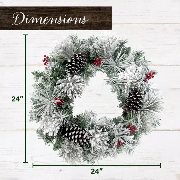 Fraser Hill Farm 24 in. Artificial Christmas Wreath with Pinecones and Berries