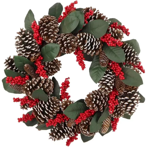 Fraser Hill Farm 24 in. Artificial Christmas Wreath with Red Berries and Pinecones