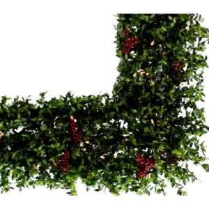 Fraser Hill Farm 48 in. Prelit Wreath Arrangement with Pinecones, Berries and Warm White LED Lights