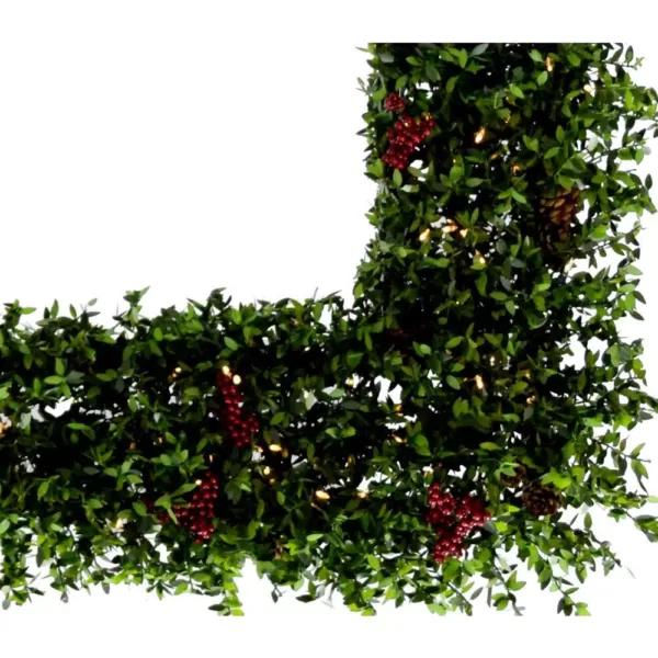 Fraser Hill Farm 48 in. Prelit Wreath Arrangement with Pinecones, Berries and Warm White LED Lights