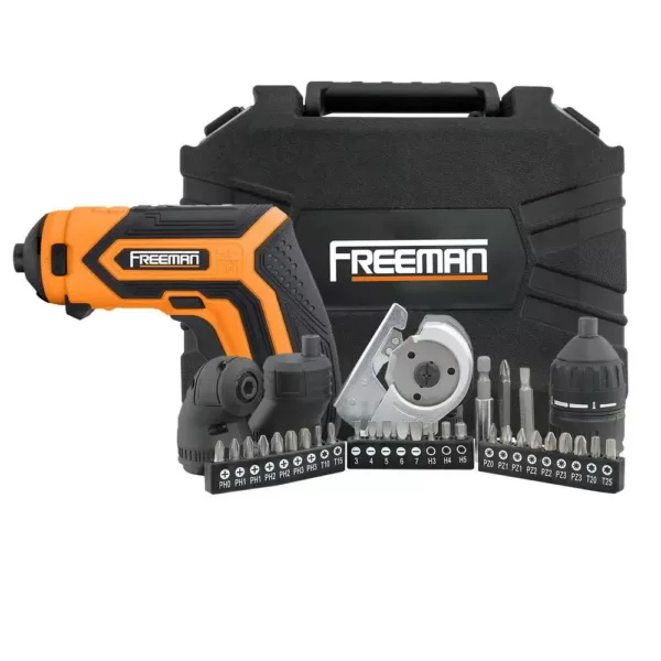 Freeman 3.6-Volt Lithium-Ion Cordless 1/4 in. Rechargeable Electric Mini Screwdriver Kit w/Charger, Attachments, Hex Bits & Case