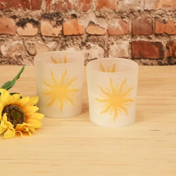 LUMABASE Mosaic Sun Battery Operated LED Candles (2-Count)