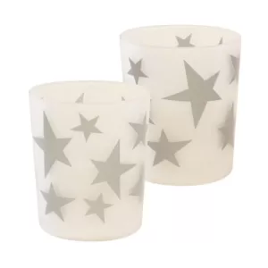 LUMABASE Silver Stars Battery Operated LED Candles (2-Count)
