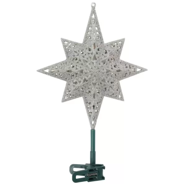 GE Holiday Classics 11 in. 16-Light Silver Glittered Bethlehem Star Tree Top