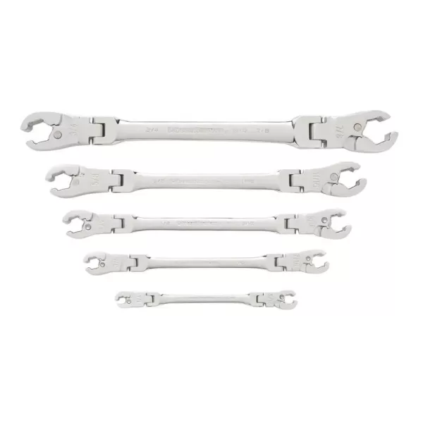 GEARWRENCH SAE Ratcheting Flex Flare Nut Wrench Set (5-Piece)