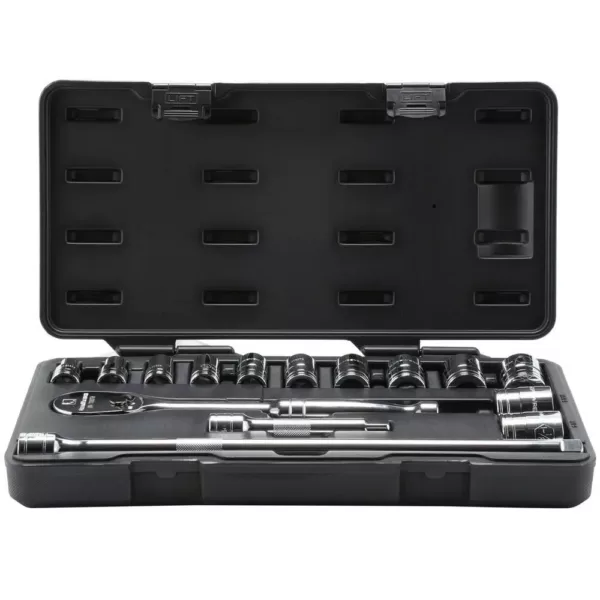 GEARWRENCH 1/2 in. Drive 6-Point SAE Ratchet and Socket Set (15-Piece)