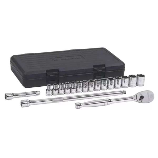GEARWRENCH 1/2 in. Drive 6-Point Metric Ratchet and Socket Set (18-Piece)