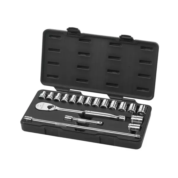 GEARWRENCH 1/2 in. Drive 6-Point Metric Ratchet and Socket Set (18-Piece)