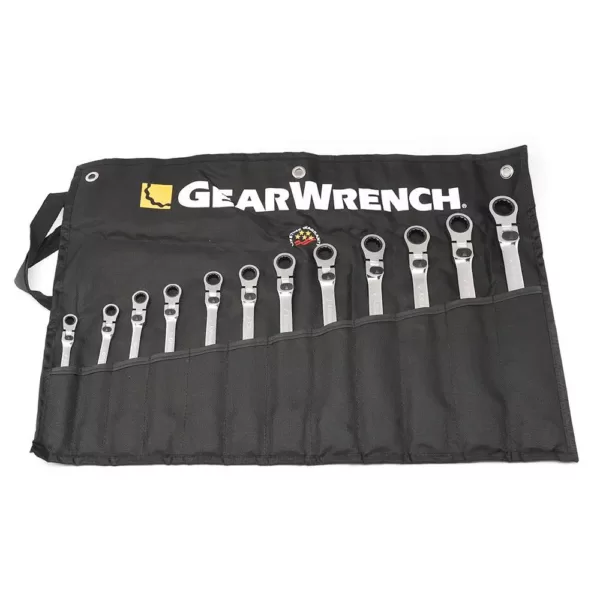 GEARWRENCH X-Large Flex-Head Ratcheting Combination Wrench Set with Roll (12-Piece)