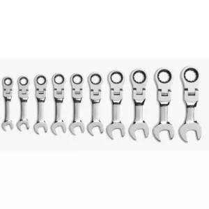 GEARWRENCH Metric Stubby Flex Ratcheting Wrench Set (10-Piece)
