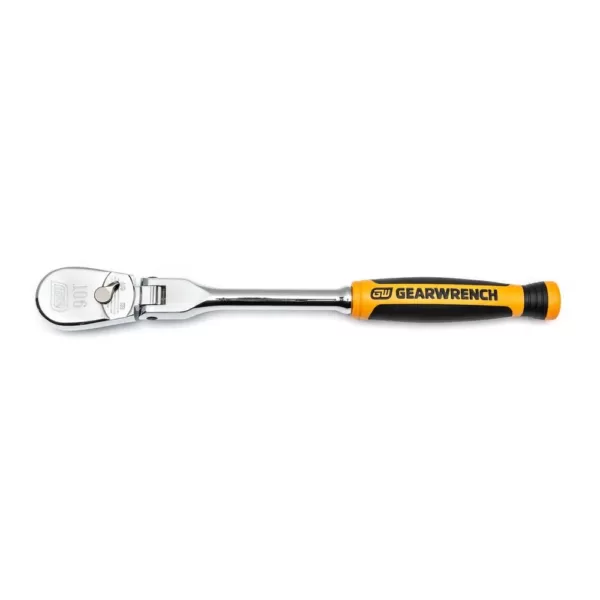 GEARWRENCH 1/4 in. Drive x 8 in. 90-Tooth Dual Material Flex Head Teardrop Ratchet
