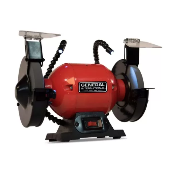 General International 2 Amp 6 in. Bench Grinder with Twin LED Work Lights