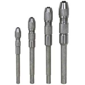 General Tools Single End Pin Vise Set (4-Piece) for Drill Bits, Taps and Reamers