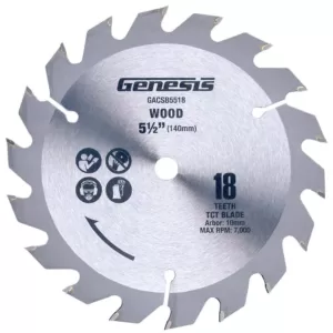 Genesis 5-1/2 in. 18-Tooth Tungsten Carbide-Tipped Circular Saw Blade