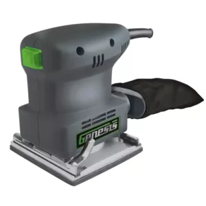 Genesis 1.3 Amp 1/4 Sheet Palm Sander with Palm Grip, Dust-Protected Power Switch, Dust Bag and Sandpaper Assortment