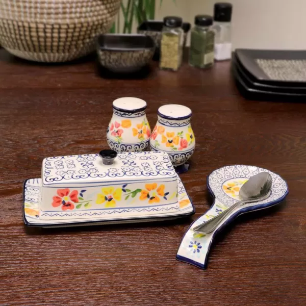 GIBSON elite Luxembourg 4-Piece Hand Painted Stoneware Serving Set