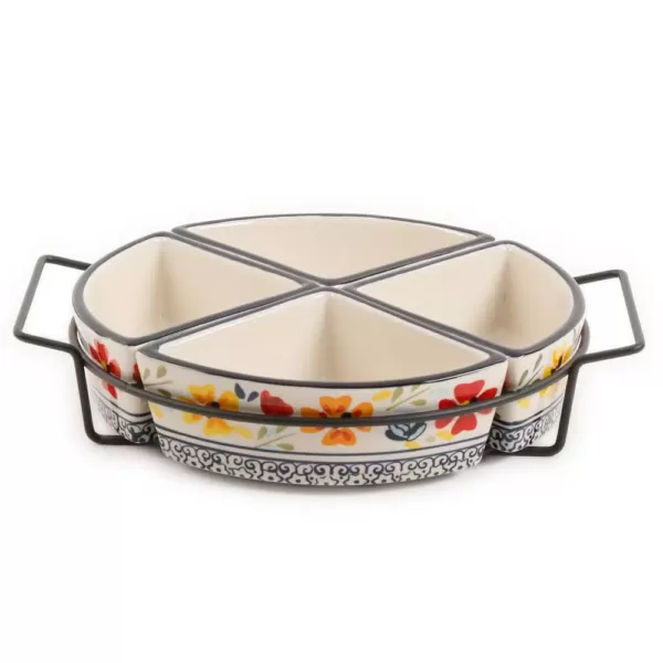 GIBSON elite Luxembourg 5-Piece Divided Serving Dish Set with Metal Rack