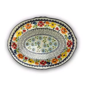GIBSON elite Luxembourg 14 in. Multicolored Stoneware Oval Platter