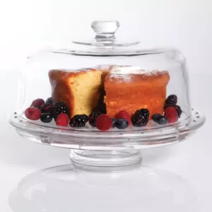 Gibson Home Great Foundations 2-Piece Multi-Functional Glass Cake Stand with Dome