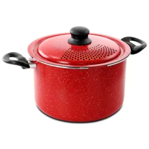 Gibson Home Granita 6 qt. Aluminum Pasta Pot in Red Speckle with Lid