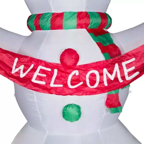 Glitzhome 12 ft. Lighted Inflatable Snowman with Welcome Decor