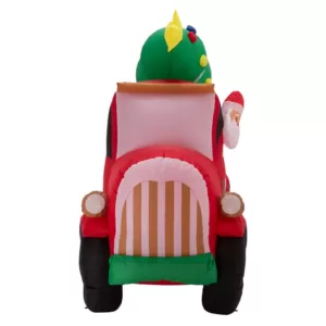 Glitzhome 7 ft. Santa Claus On Pick Up Truck Inflatable Decor
