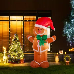 Glitzhome 8 ft. Lighted Inflatable Gingerbread Man Decor