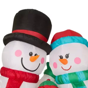 Glitzhome 8 ft. H Lighted Inflatable Snowman Family Decor