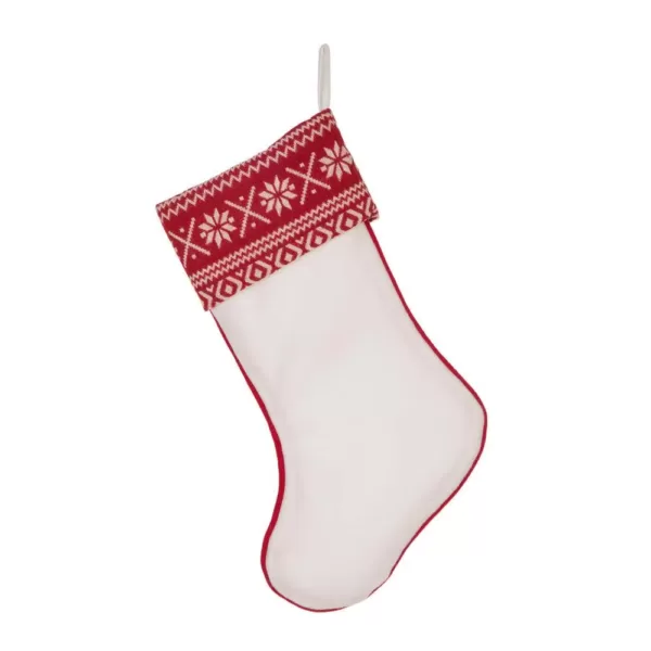 Glitzhome 21 in. White Fleece Polyester Christmas Decoration Stocking (2-Pack)