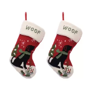Glitzhome 20 in. Acrylic/Polyester Hooked Dog Stocking (2-Pack)