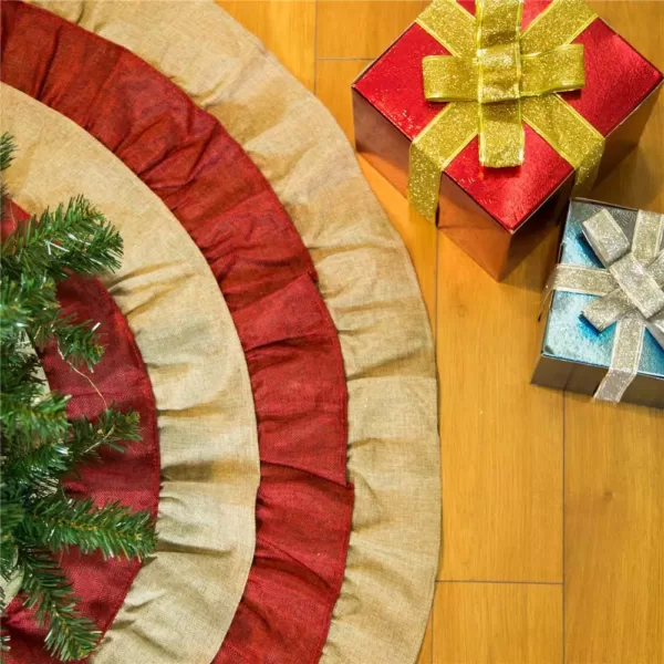 Glitzhome 48 in. D Christmas Faux Burlap Tree Skirt